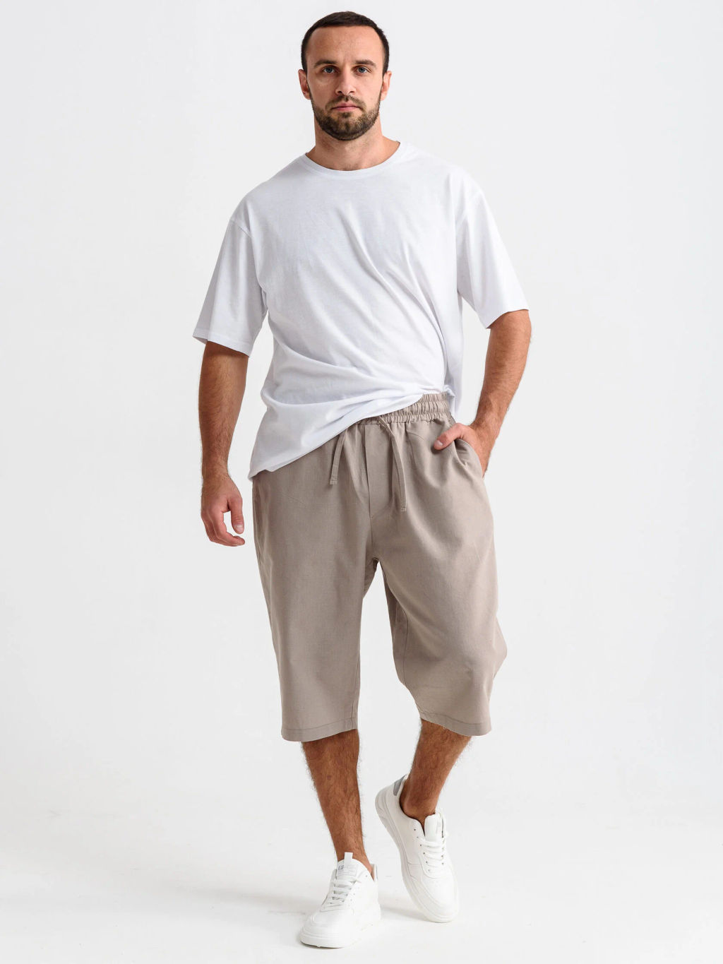 Бриджи Оптима Льняные из хлопка с льном мокко фото 2