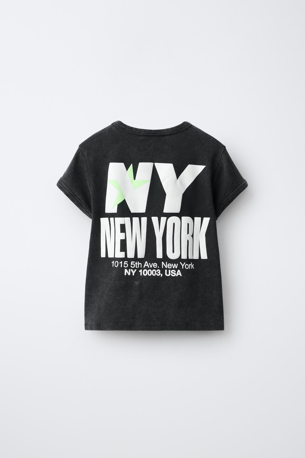CAMISETA ACID WASH ESTAMPADO ESTRELLAS Y TEXTO / Gris antracita - Zara фото 3