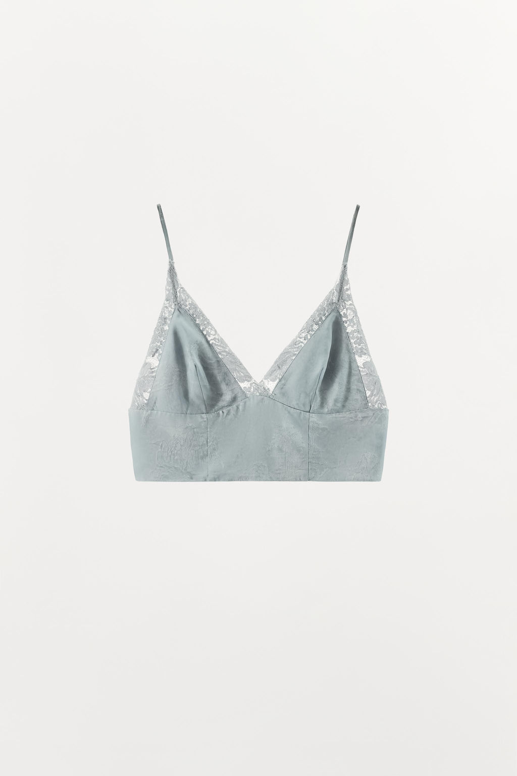 TOP CROP JACQUARD ENCAJE / Gris / Azul