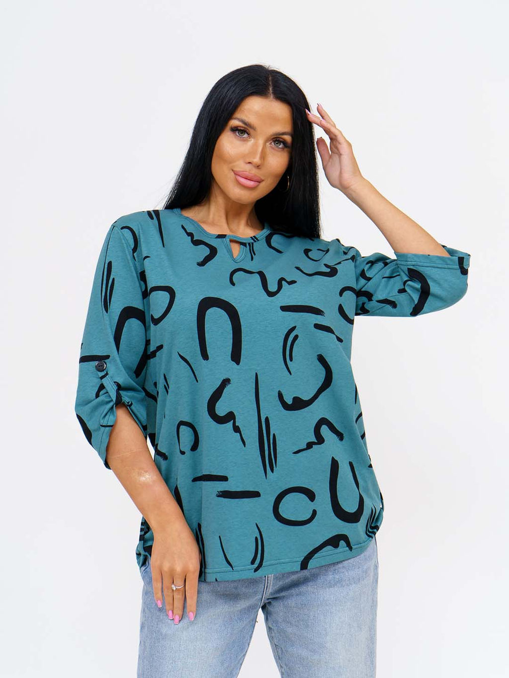 Туника женская, цвет сине-зеленый