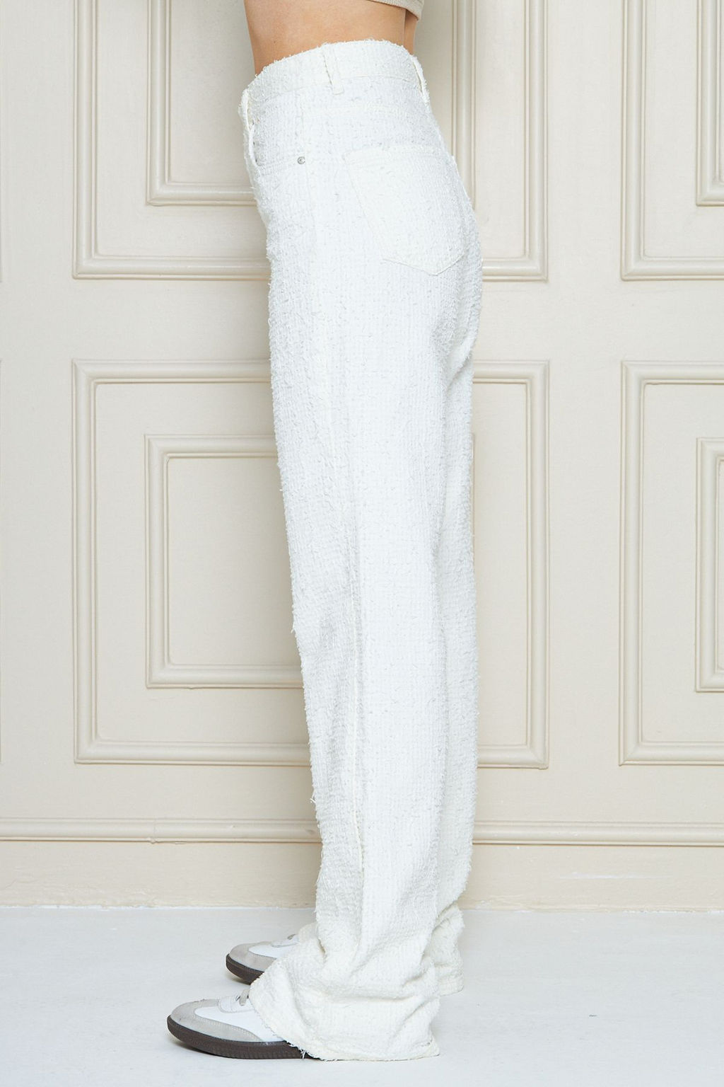 Beyaz Dokulu Yuksek Bel Wide Leg Jeans TWOSS25JE00043 - Trendyolmilla фото 4