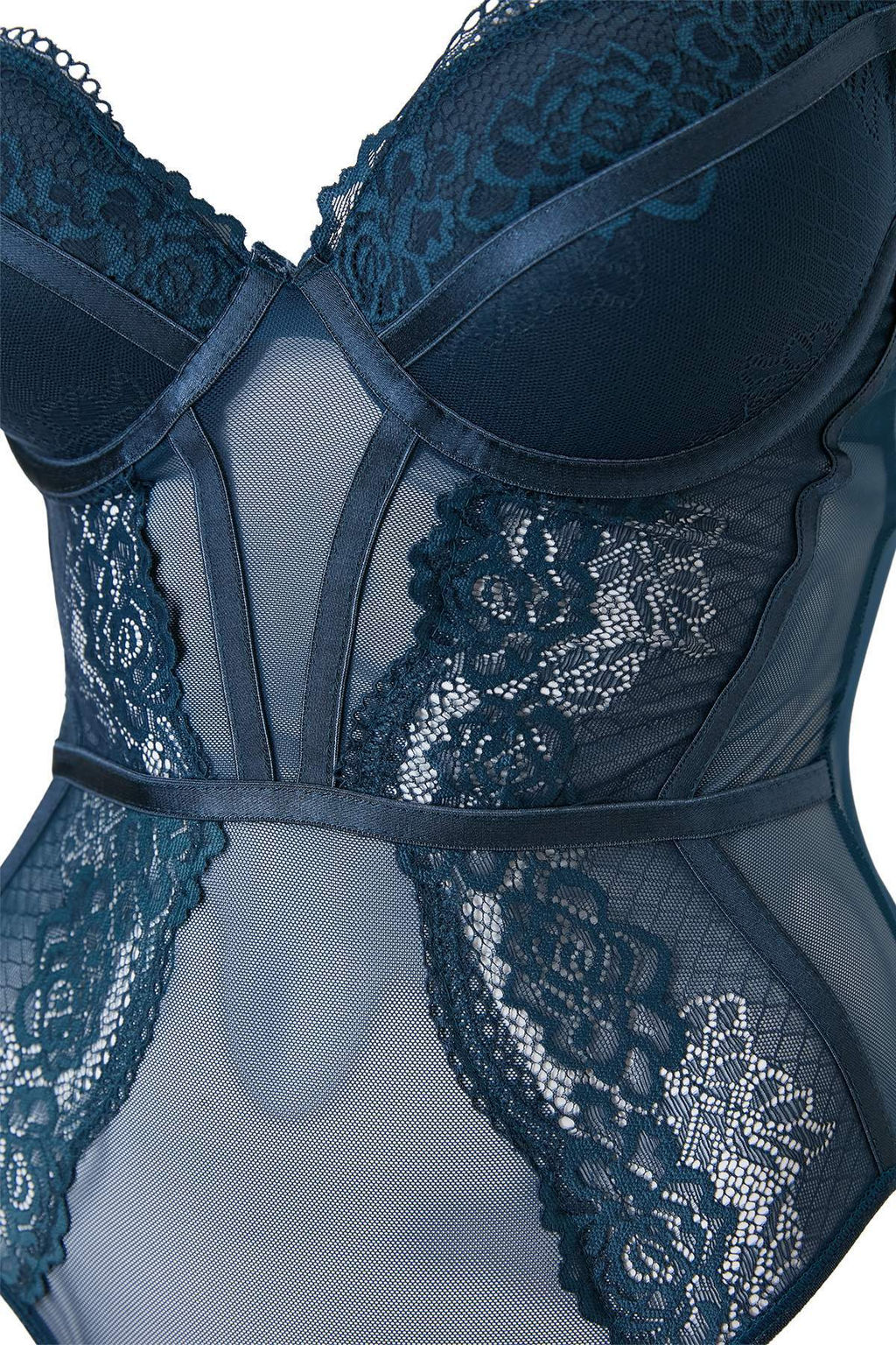 Lacivert Dantel/Tul S?rt Dekolteli Fitted Push Up Fantezi Body THMSS26BD00021 - Trendyolmilla фото 2