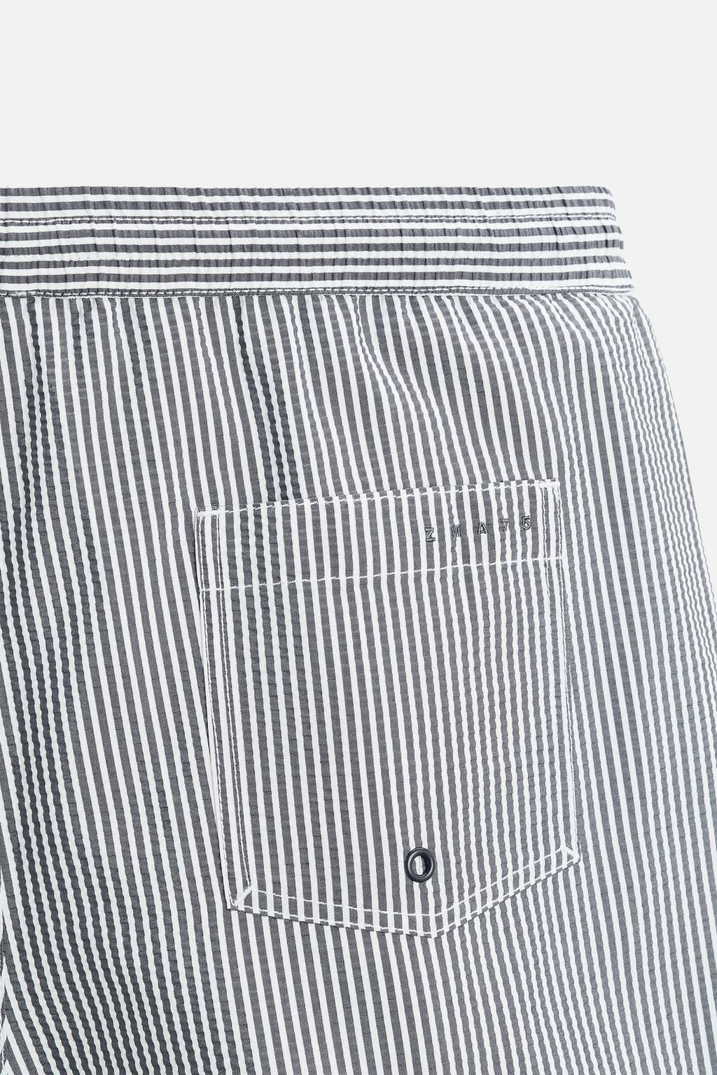 REGULAR STRIPE SEERSUCKER SWIMMING TRUNKS - Zara фото 4
