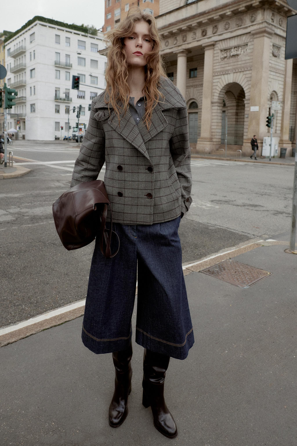 CHECKED DOUBLE-BREASTED JACKET