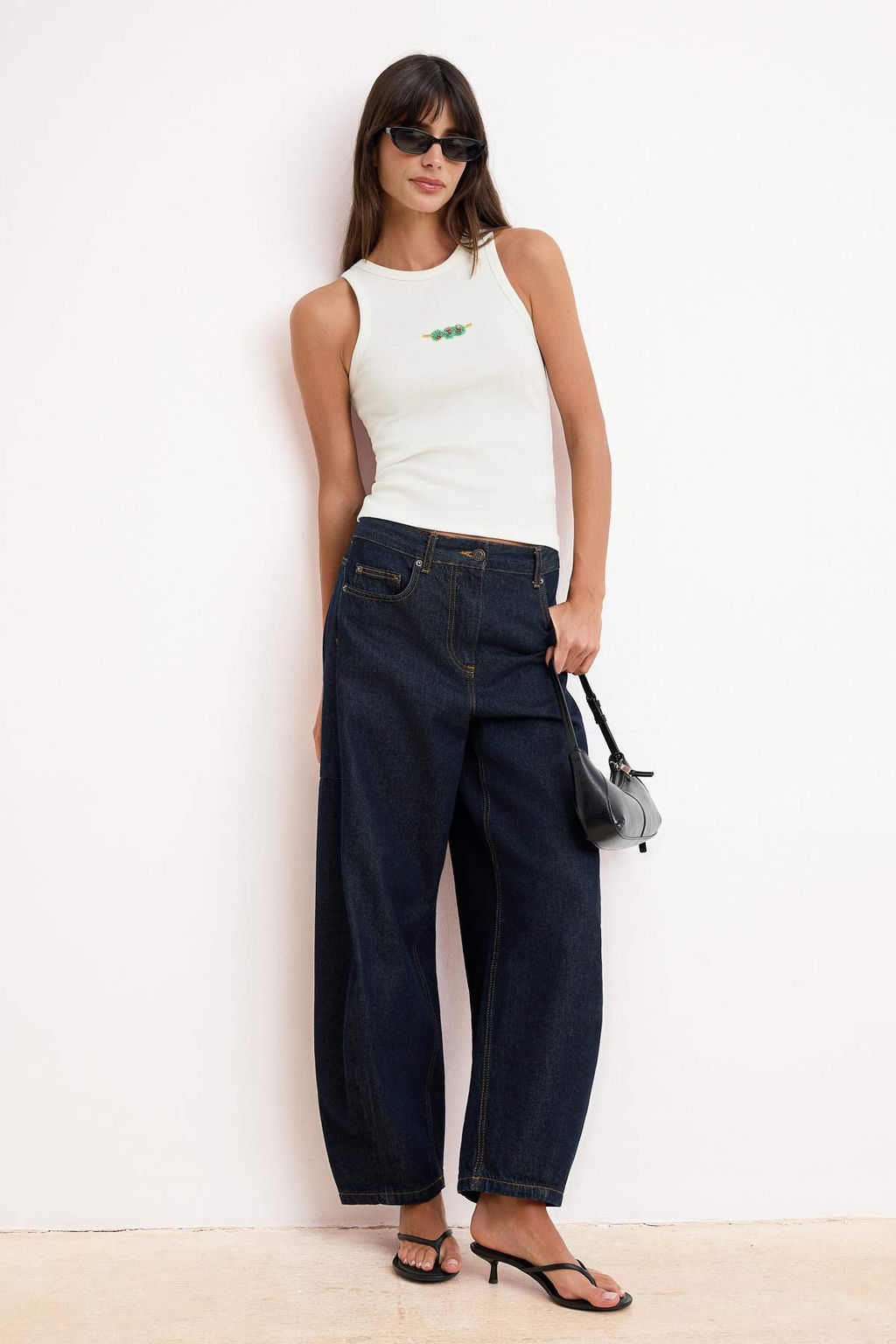 Ekru Fitted/Vucuda Oturan Halter Yaka Kolsuz Fitilli Esnek Orme Atlet TWOSS26AL00017 - Trendyolmilla фото 2