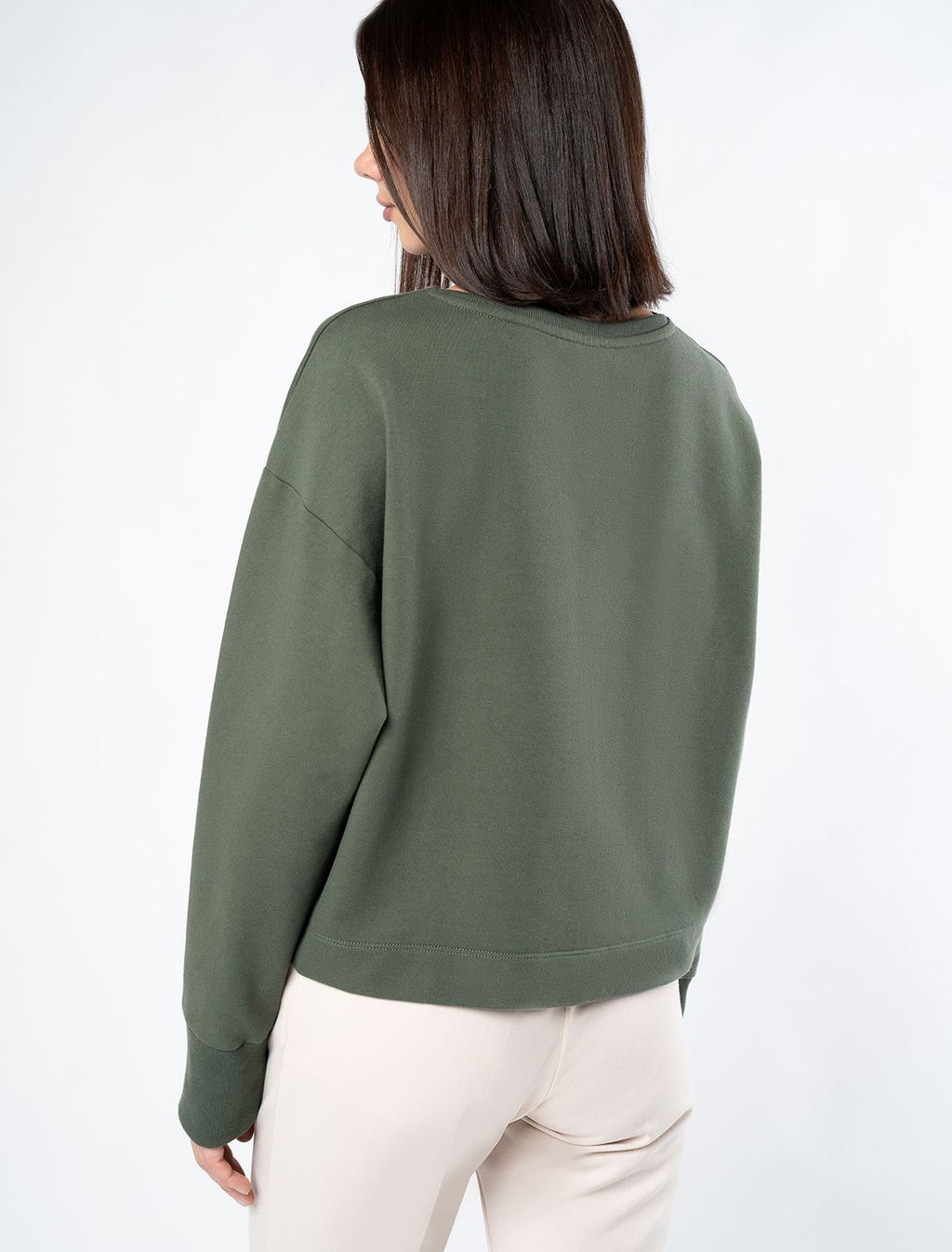 Свитшот из футера с эластаном, с декоративной вставкой