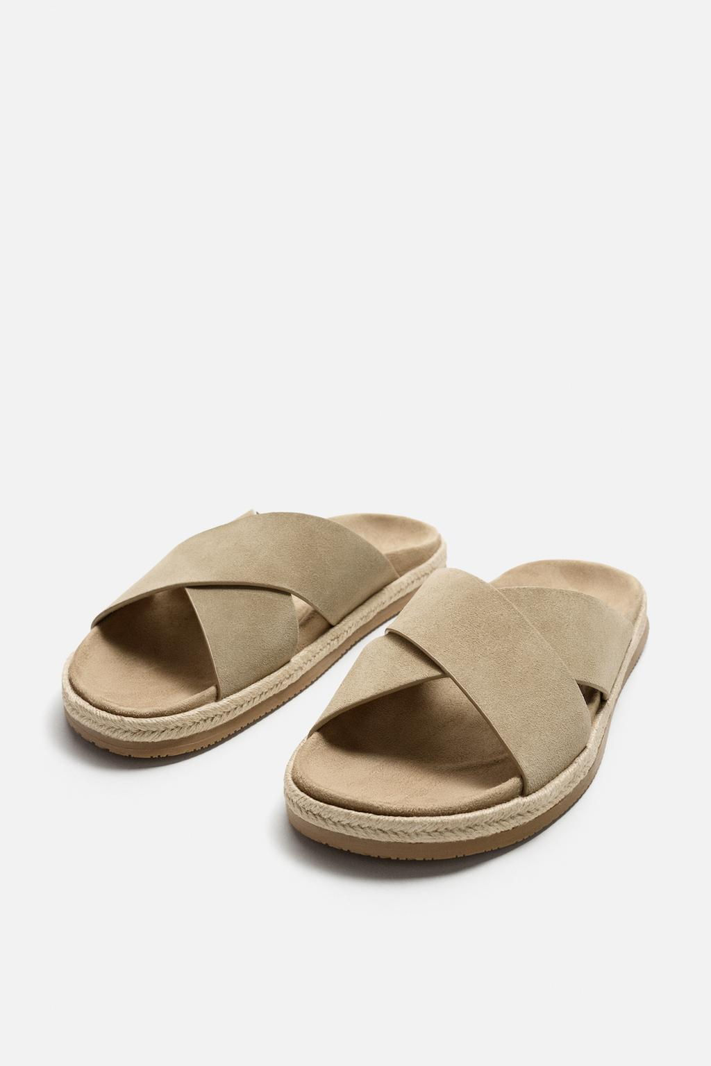 DOUBLE STRAP LEATHER SANDALS - Zara фото 4