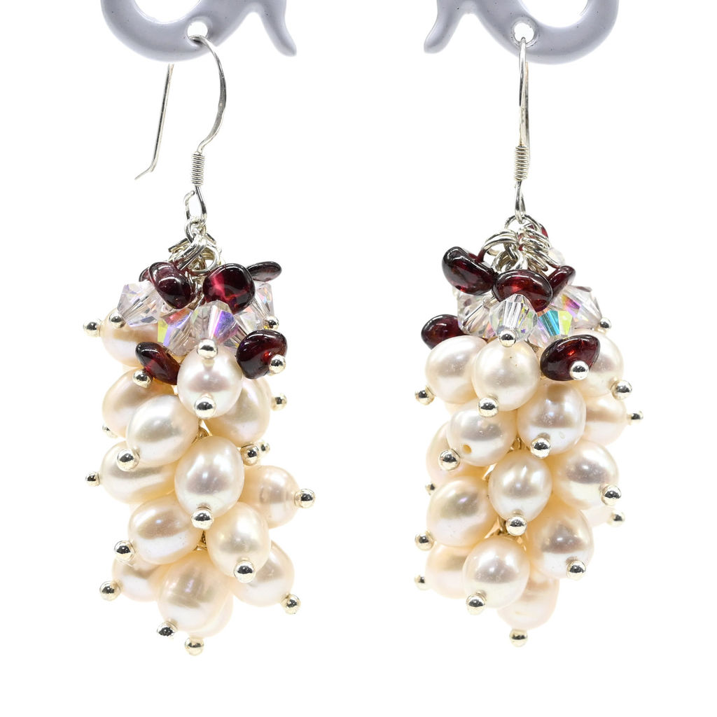 Серьги из жемчуга Грозди, цв.ассорти Радуга камня  фото 3
