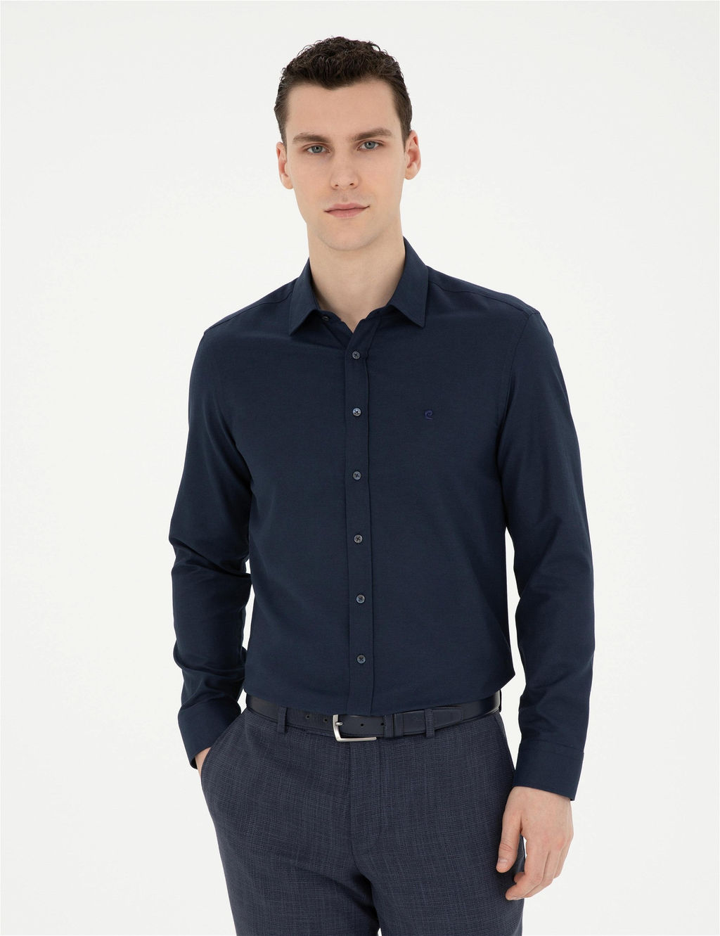 Lacivert Slim Fit Uzun Kollu G_mlek - Pierre cardin фото 3