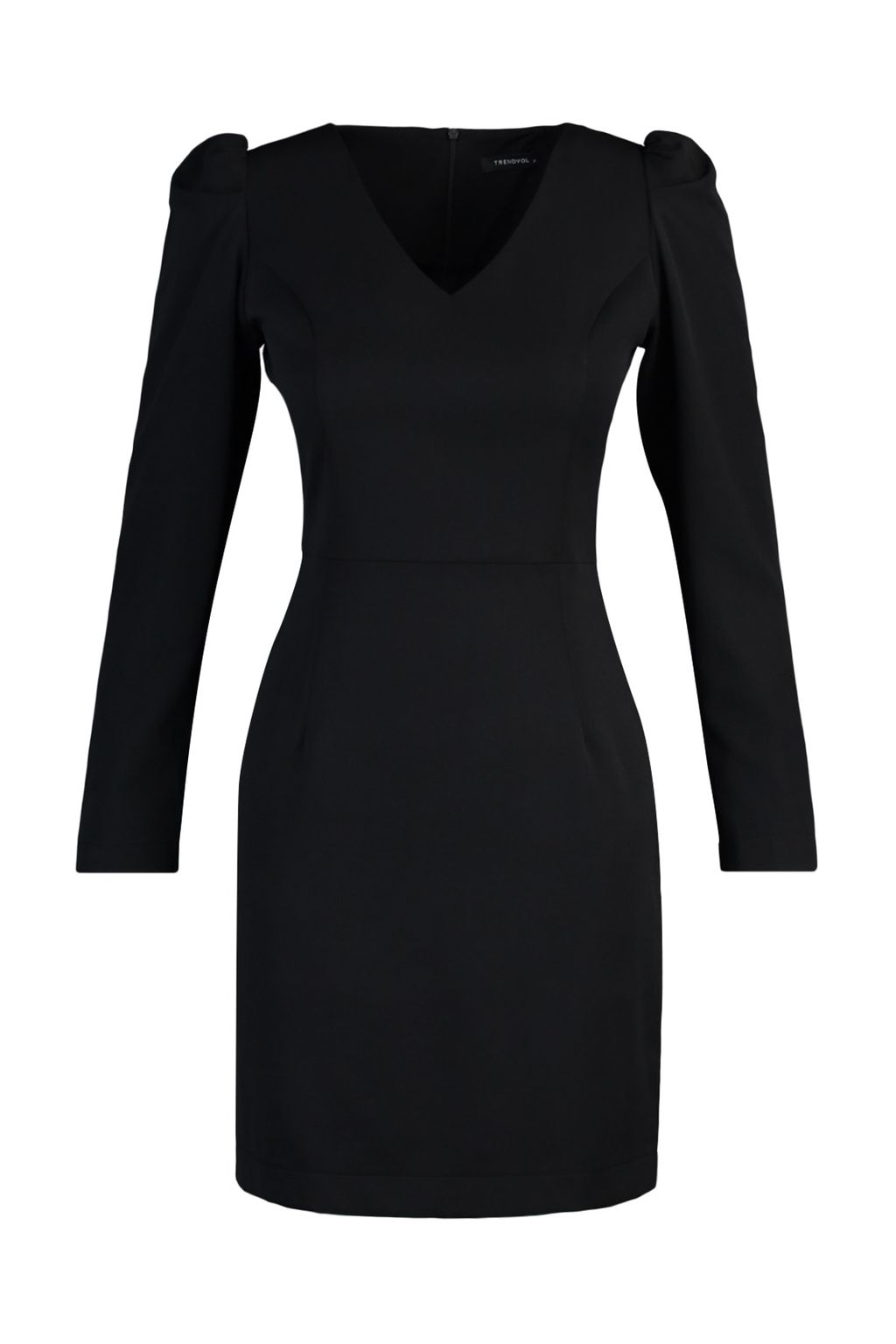 Siyah V Yaka Dokuma Elbise TWOAW23EL00352