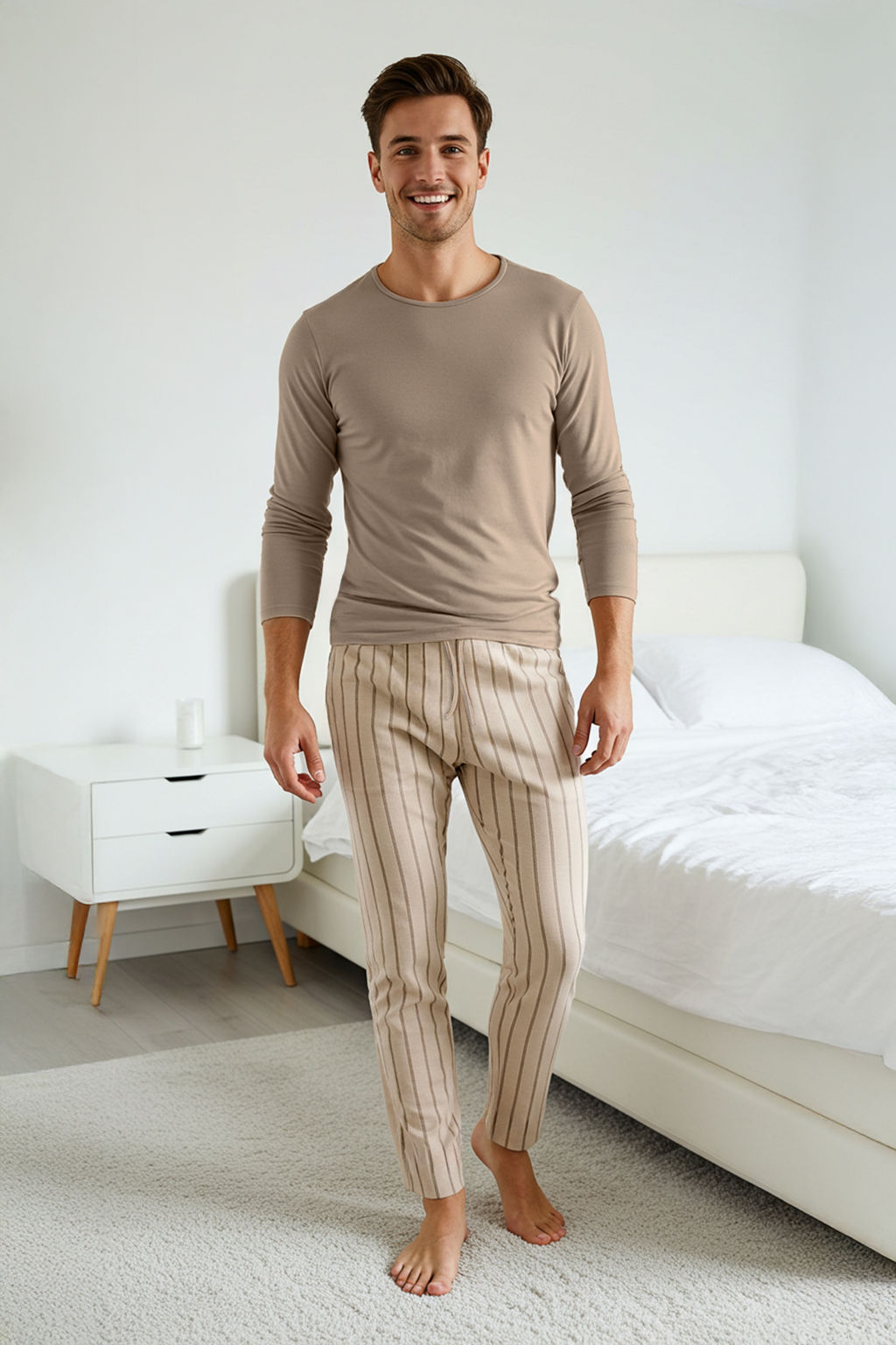 Siyah - Antrasit Regular Fit Cizgili Dokulu Orme Pijama Tak?m? TMNAW26PT00006 - Trendyolmilla фото 12