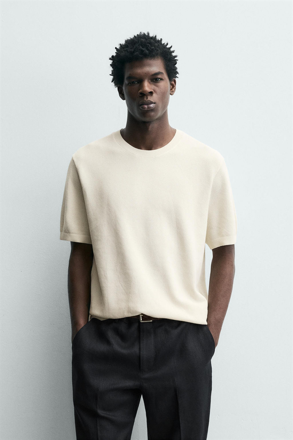 RELAXED FIT KNIT T-SHIRT - Zara фото 2