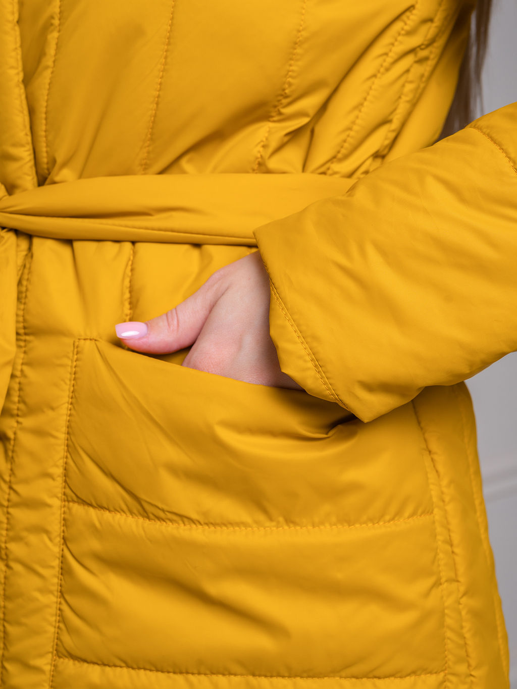 Пальто женское "Голд" горчица