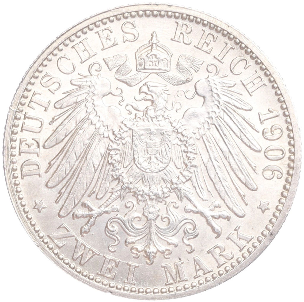 Монета 2 марки 1906 года Германия (Баден) 50 лет свадьбе Фридриха I и Луизы Прусской