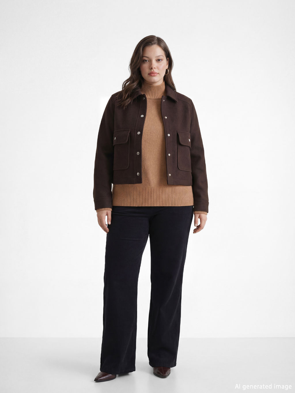 G?mlek Yaka Kad?n Ka?e Ceket