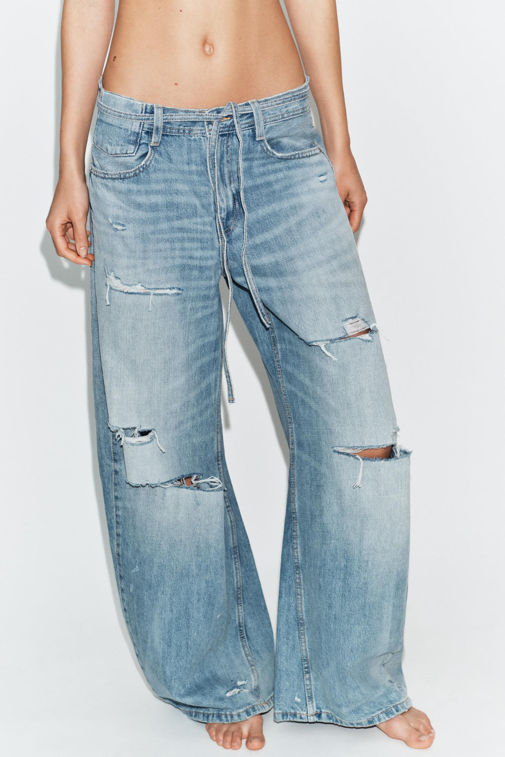 JEANS TRF BAGGY ROTOS TIRO MEDIO / Azul claro - Zara фото 2