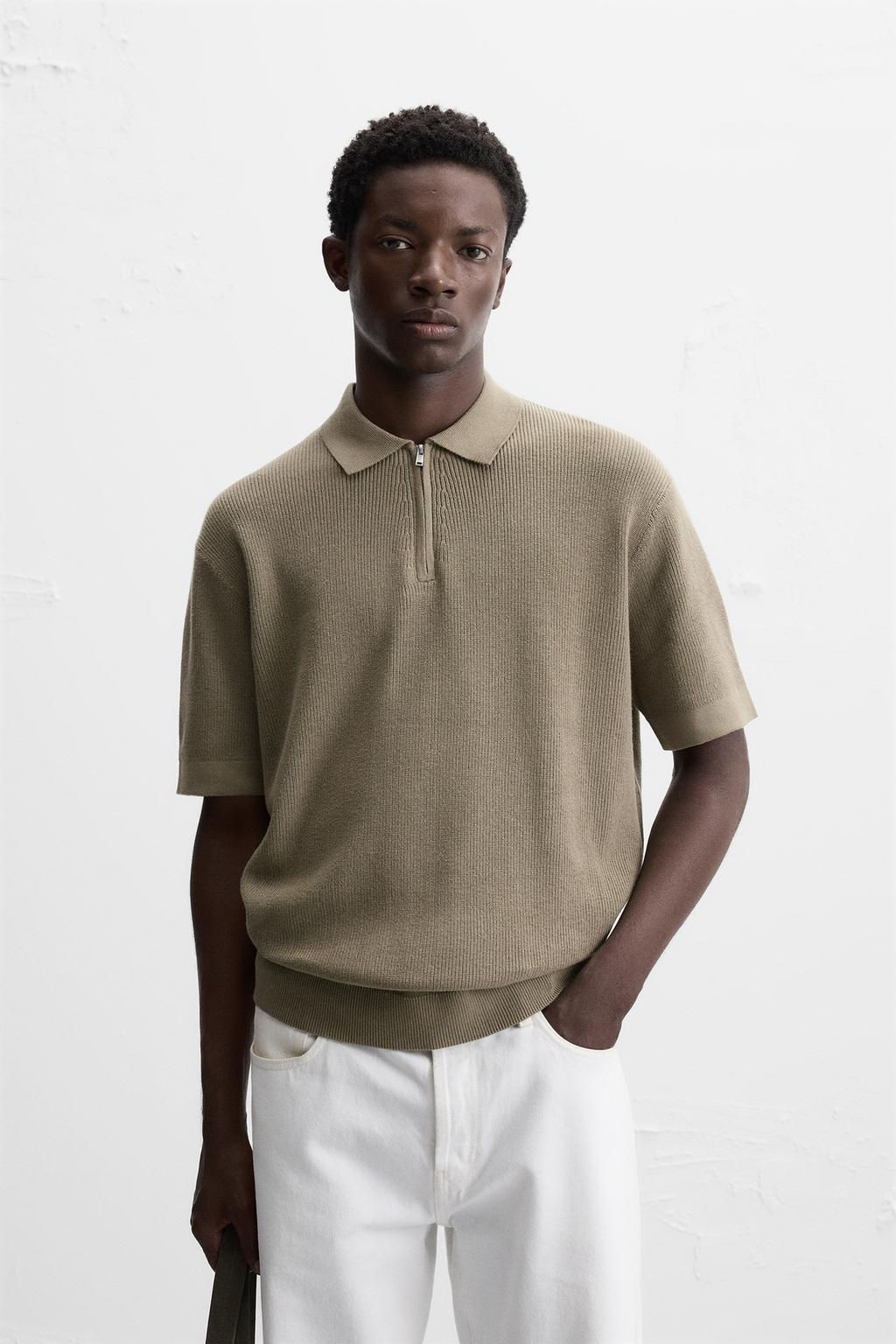 PEARL KNIT POLO SHIRT WITH ZIP - Zara фото 18