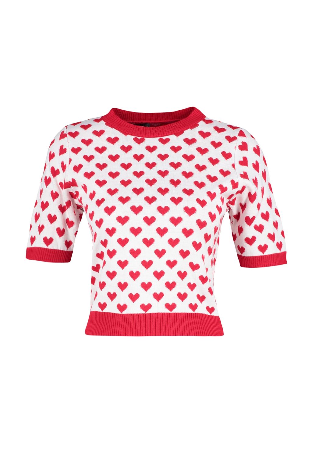 K?rm?z? Bisiklet Yaka Kalp Desenli Ince Triko Bluz TWOSS21KZ0008 - Trendyolmilla фото 7