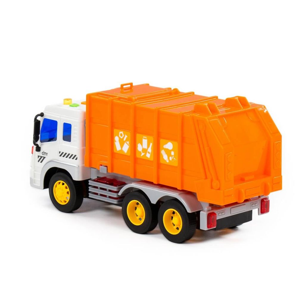 Сити, автомобиль коммунальный инерционный (со светом и звуком) (оранжевый) (в коробке) - Полесье фото 3