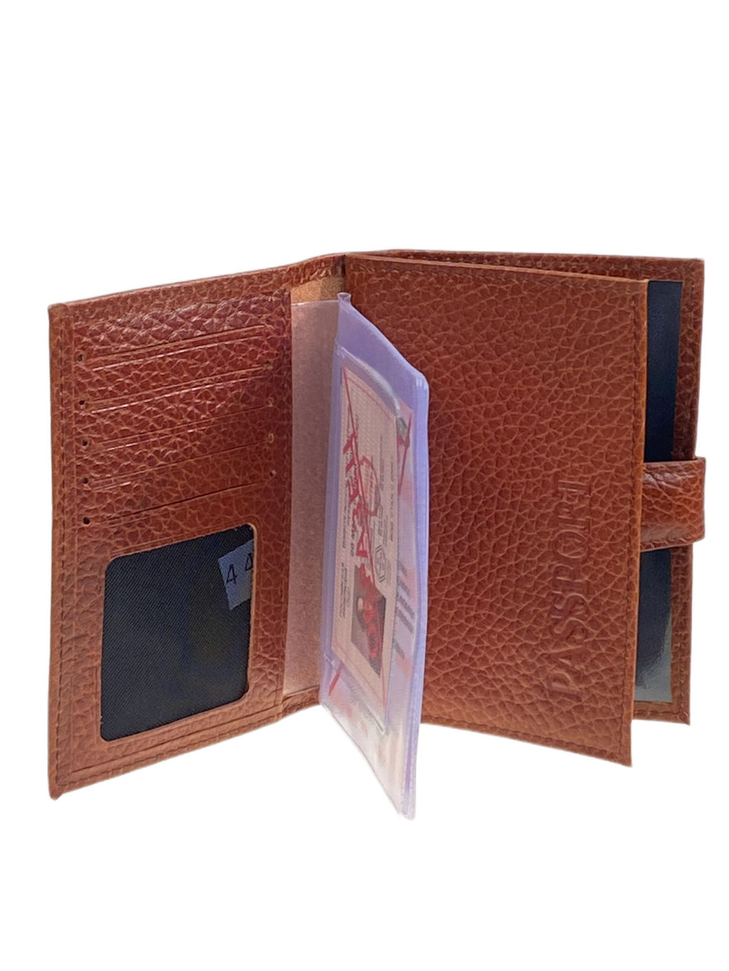 Обложка для паспорта и автодокументов из натуральной кожи, цвет коричневый - Greta фото 2