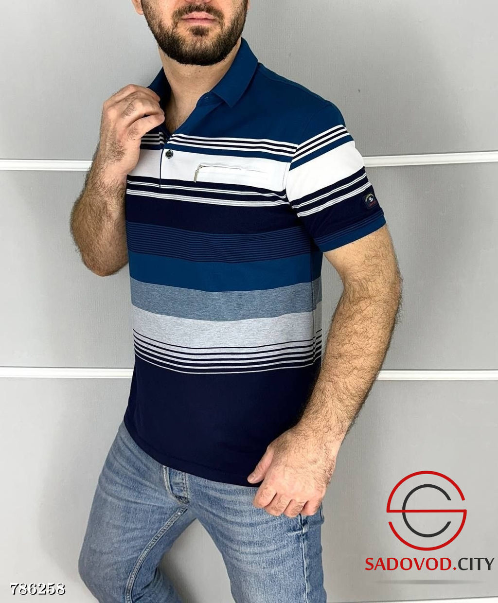 Мужская футболка поло в полоску - Bruno фото 2