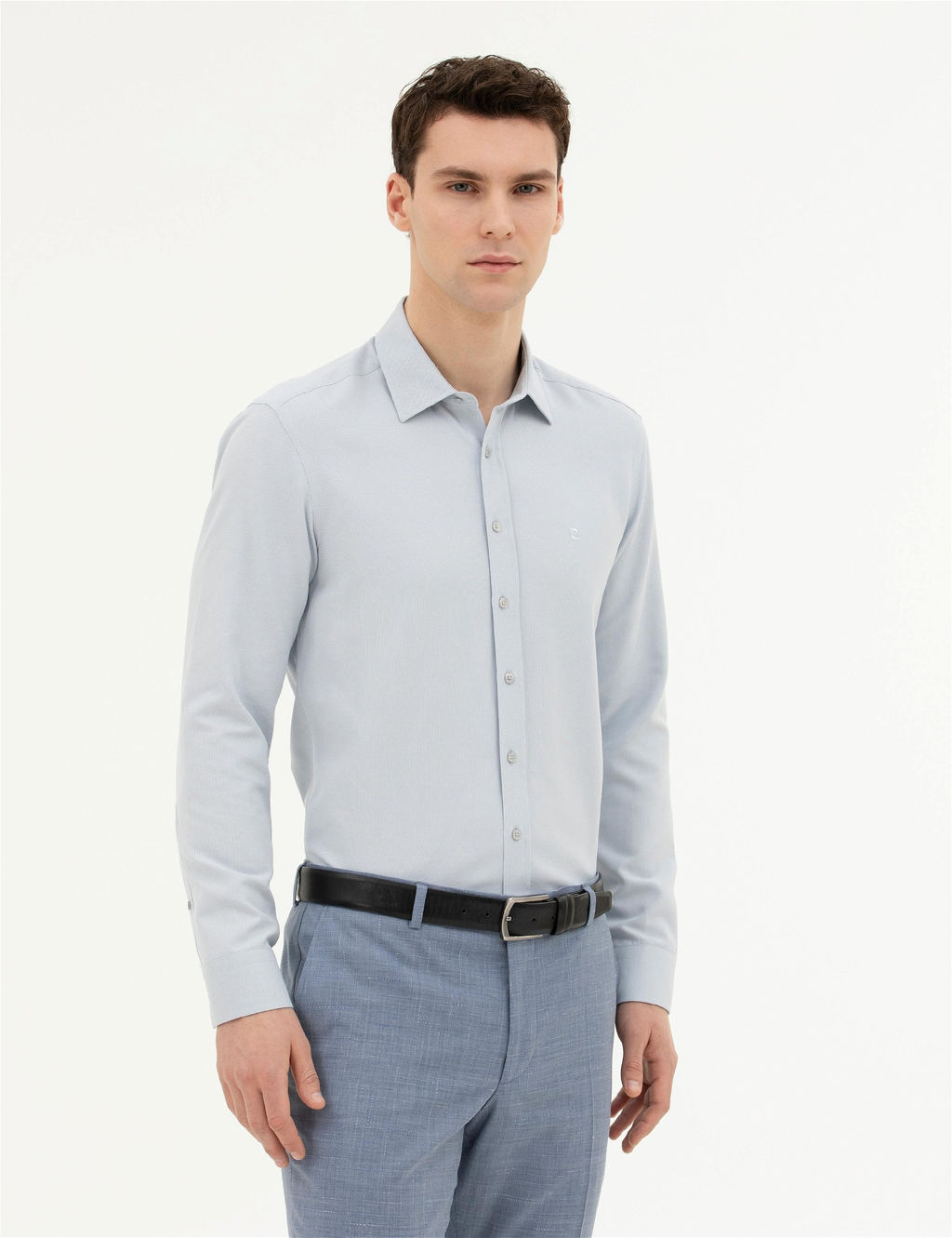 Gri Slim Fit Uzun Kollu G_mlek