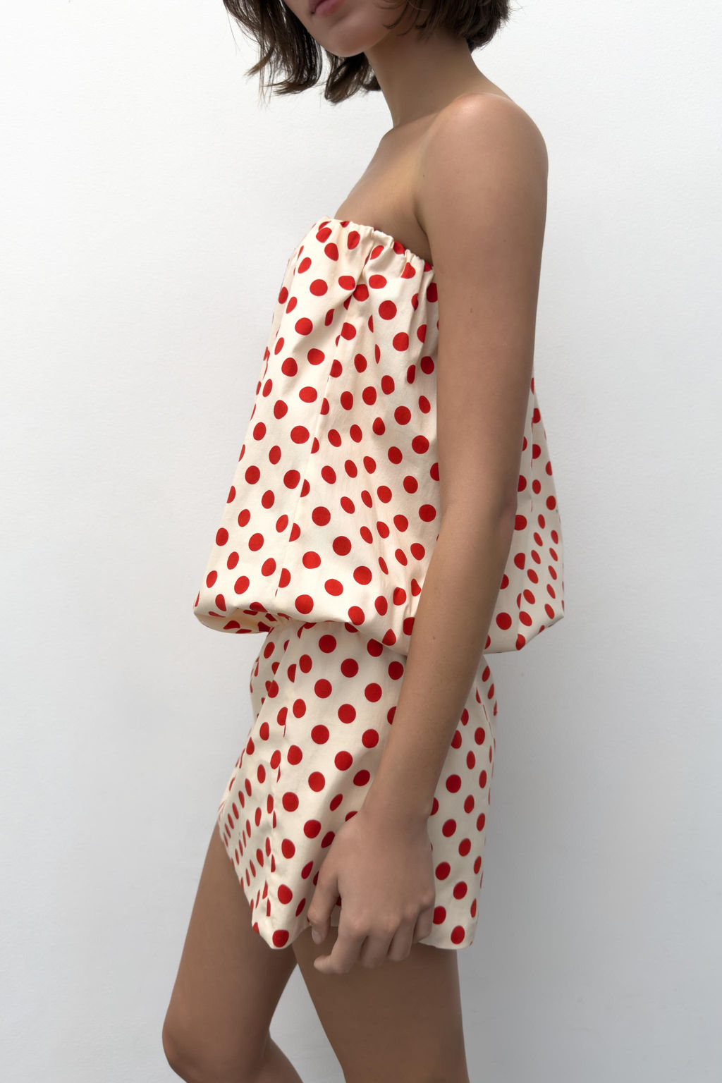 VESTIDO PALABRA DE HONOR LUNARES / Crudo / Rojo - Zara фото 12