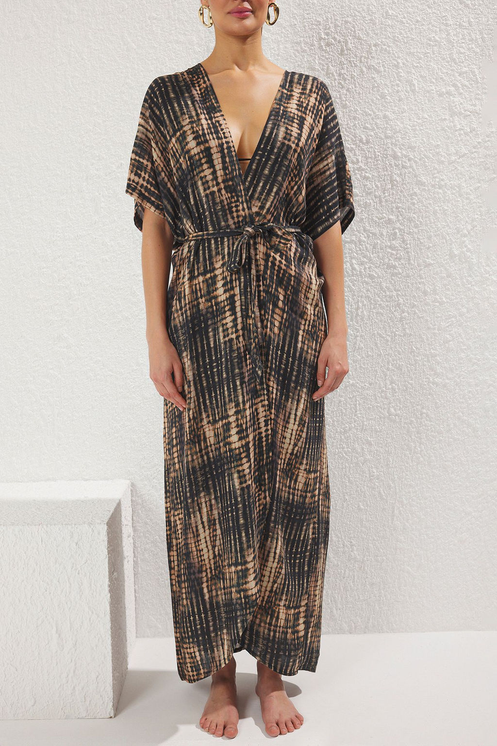 Batik Desenli Maxi Dokuma Plaj Kimono&Kaftan TBESS25KM00027 - Trendyolmilla фото 3