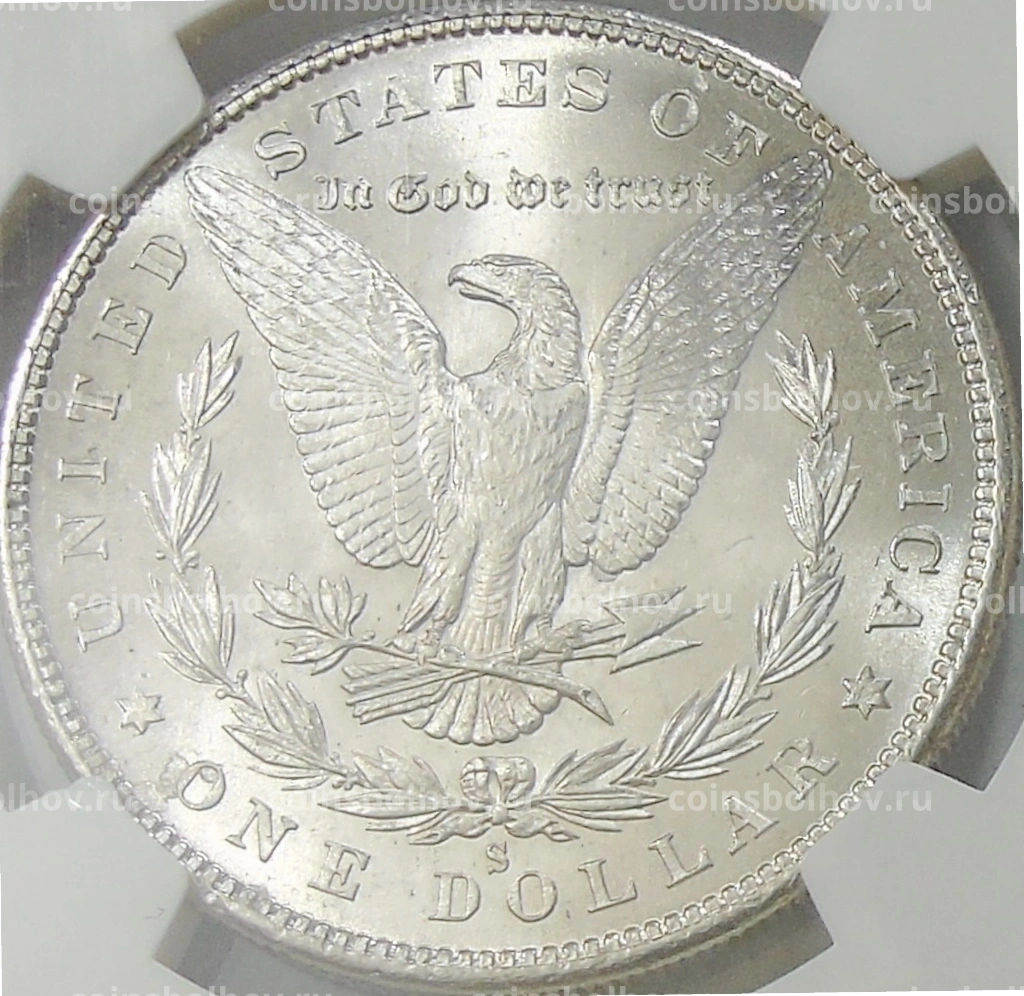 1 доллар 1880 года S США Доллар Моргана (в слабе NGC MS 63)