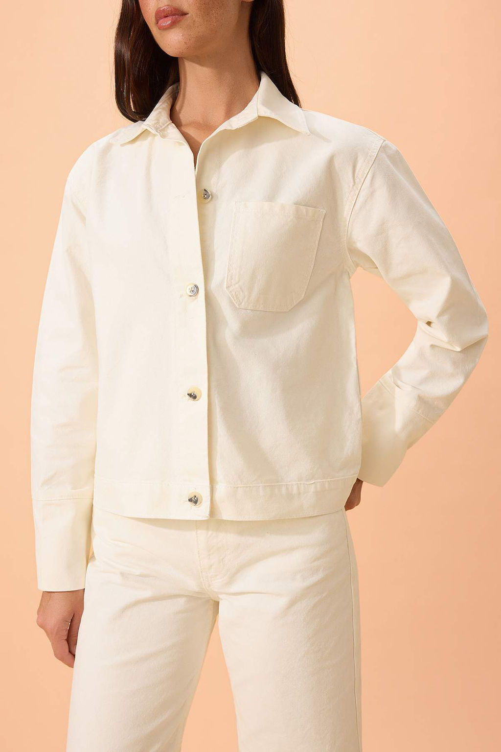 Beyaz Gabardin Basic Ceket TWOSS26CE00034 - Trendyolmilla фото 5