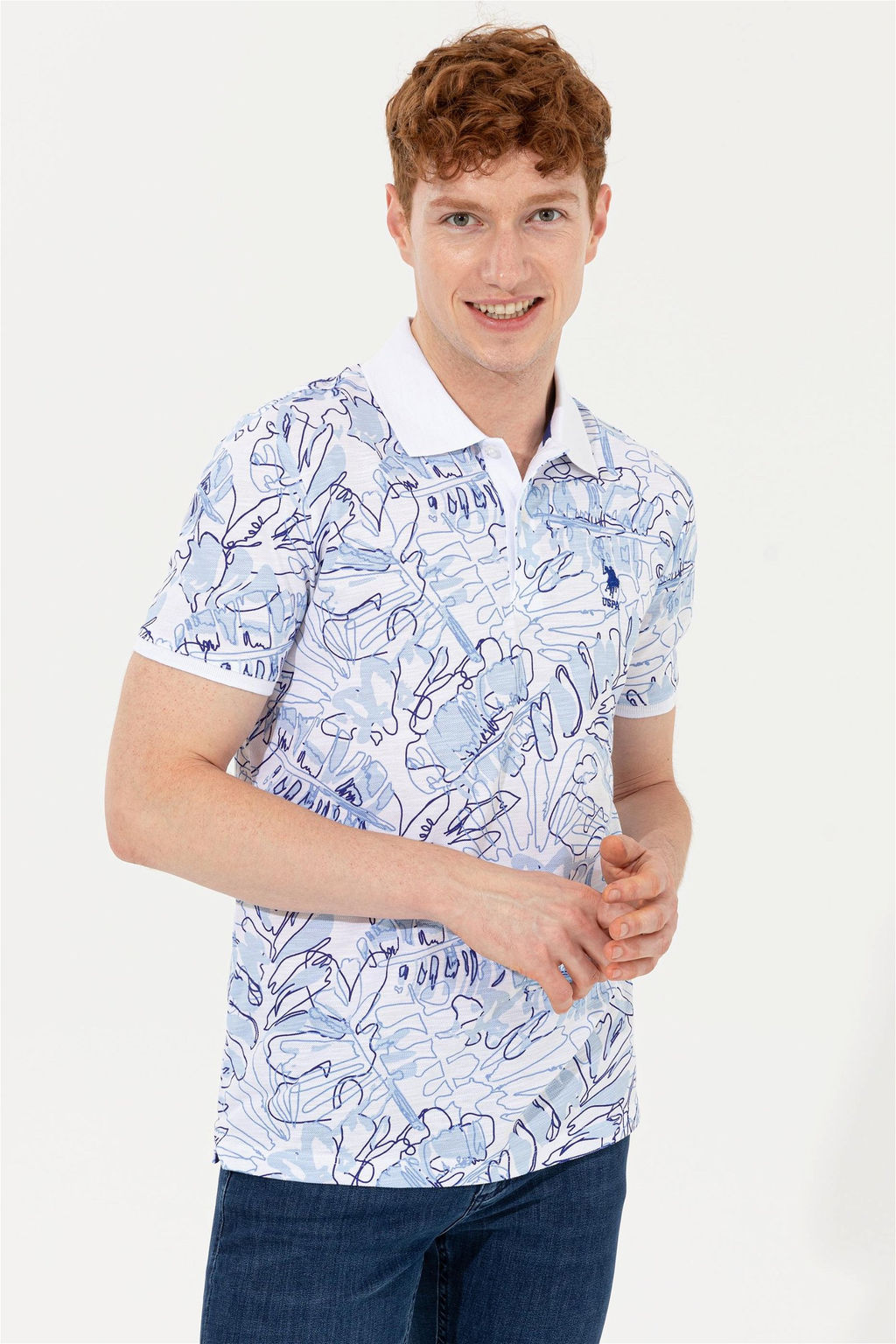 U. S. Polo Assn Мужская синяя футболка с воротником-поло - U.s. polo assn фото 9