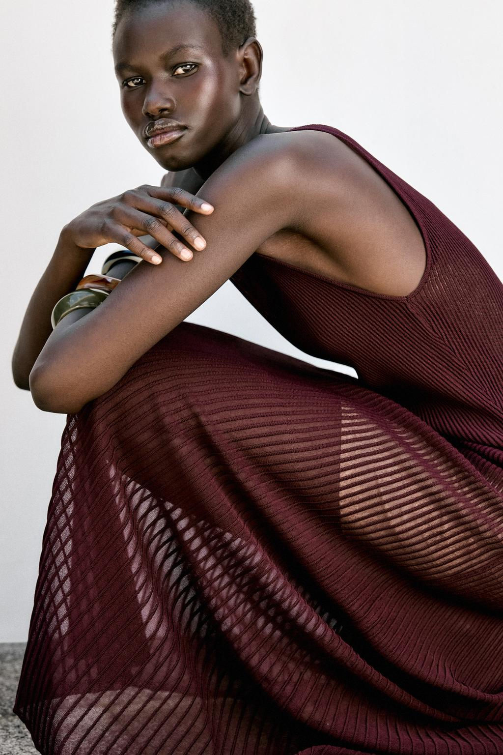 RIB KNIT LONG DRESS - Zara фото 7