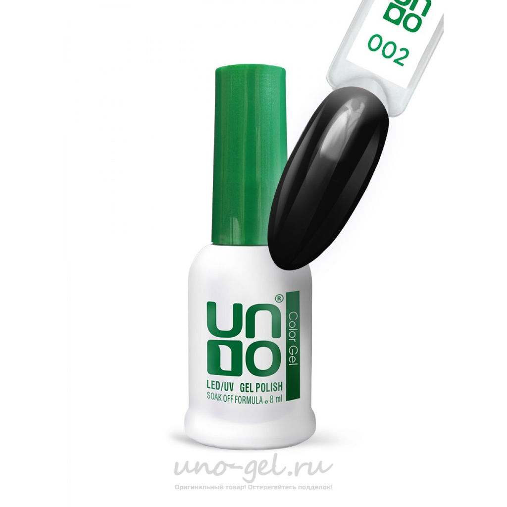 Гель-лак "Uno" - 002 Черный - Black, 8мл.