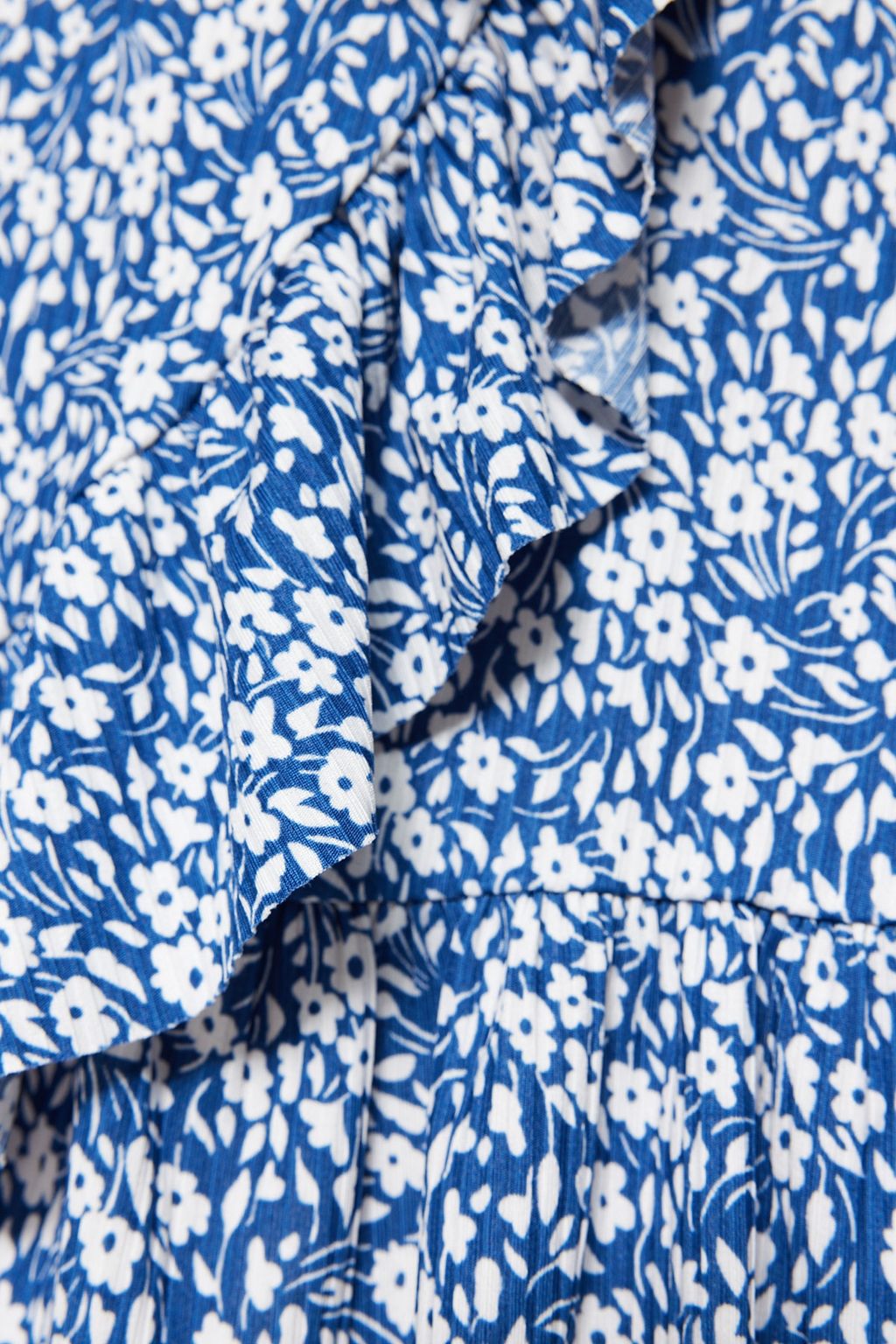 Indigo Bask?l? Volanl? Yuksek Bel Mini Esnek Orme Etek TWOSS21ET0010