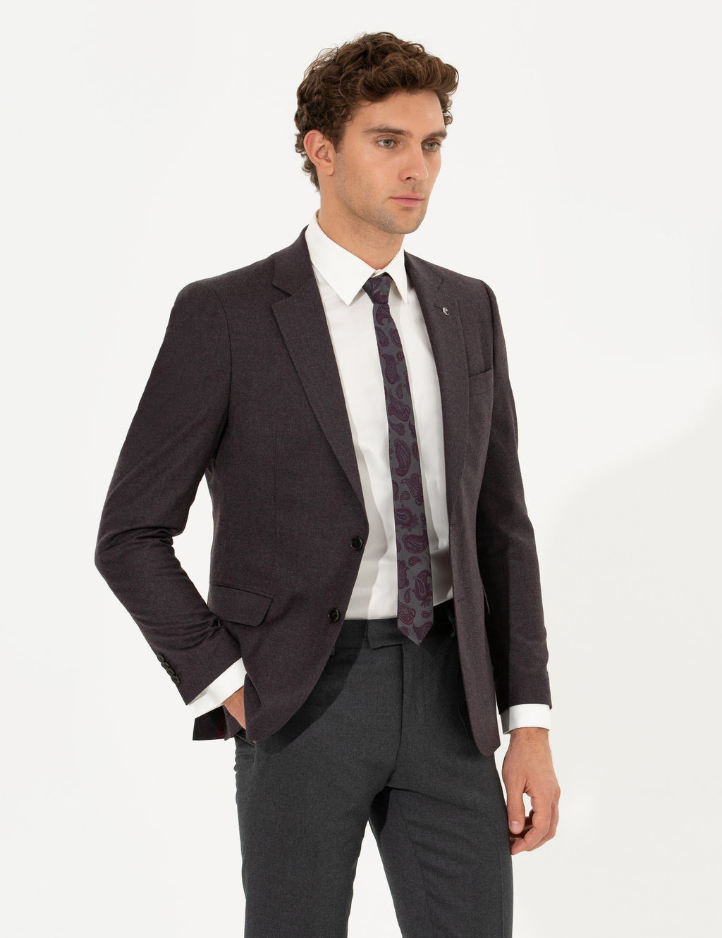 Бордово-красный приталенный пиджак - Cacharel фото 3