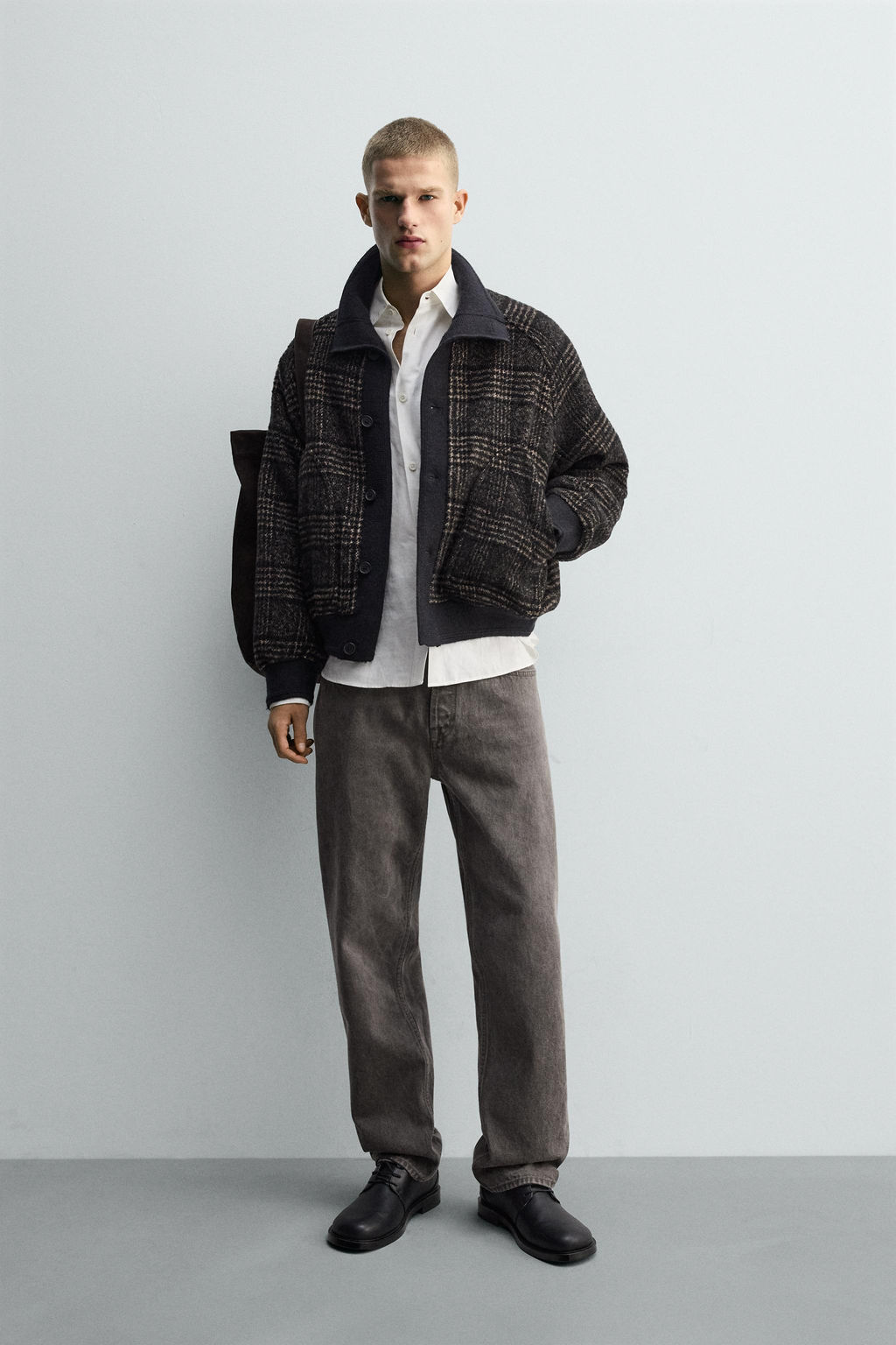 CONTRAST COLLAR RIBBED JACKET