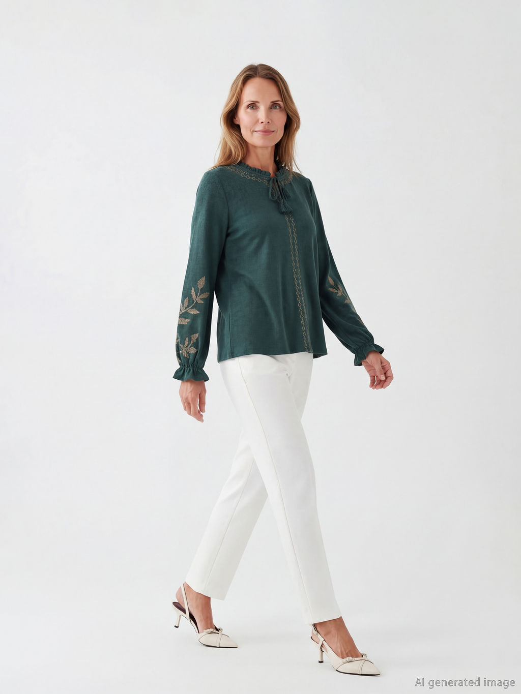 Ba?lamal? Yaka Desenli Bluz