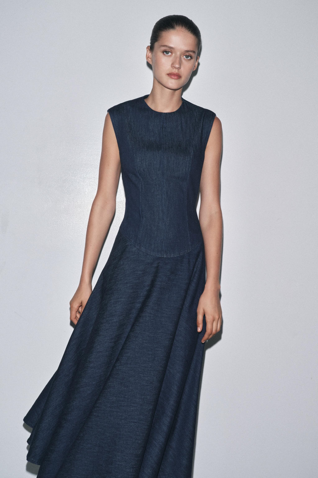 ZW COLLECTION DENIM MIDI DRESS - Zara фото 10