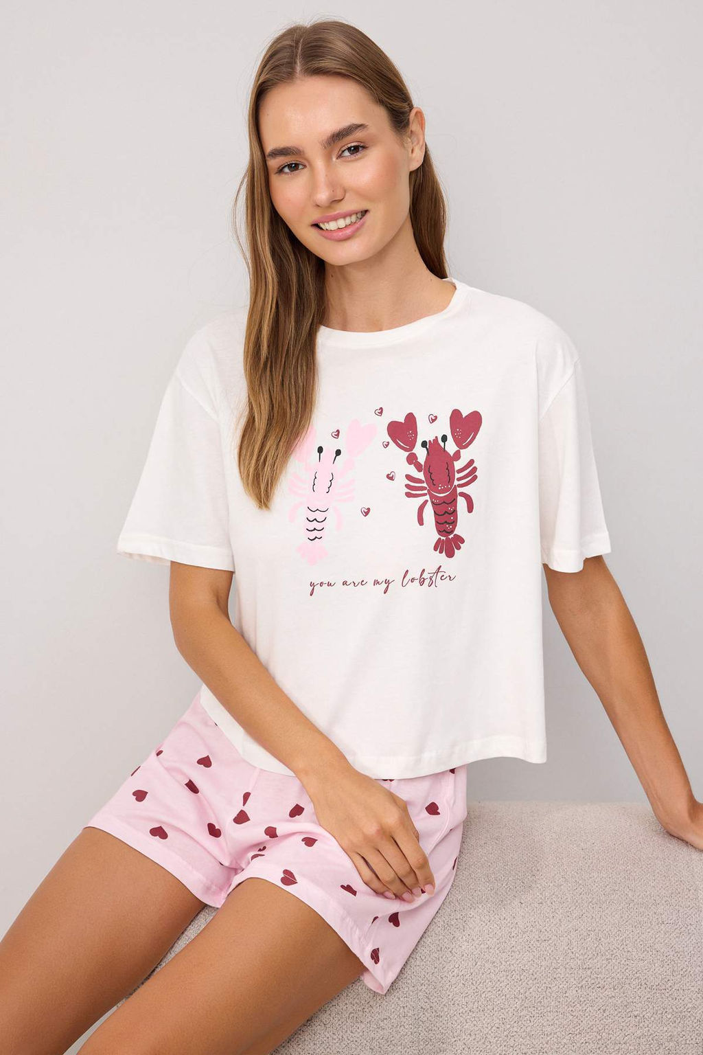 Teen Beyaz-Pembe %100 Pamuklu Kalpli _rme Pijama Tak_m_ THMSS26PT00154 - Trendyolmilla фото 2