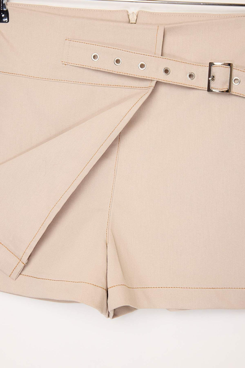 Bej Kontrast Dikisli Mini Gabardin Pamuklu Sort Etek TWOSS25SR00228 - Trendyolmilla фото 5