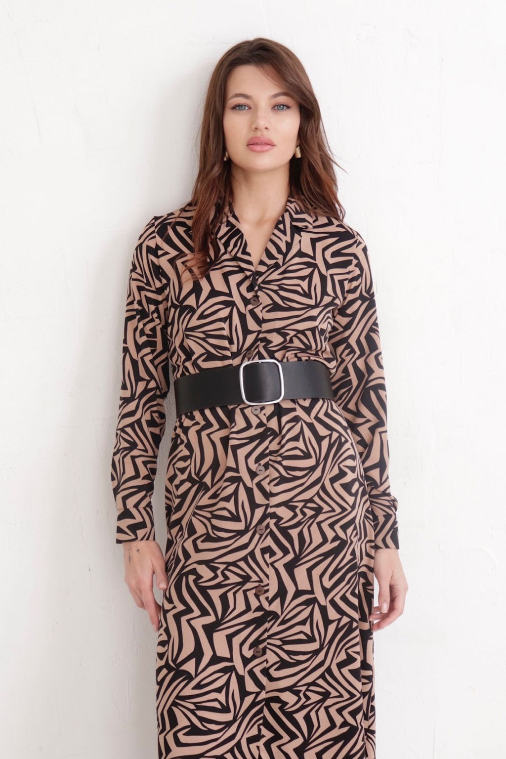 Платье-рубашка с английским воротником принт - Martichelli фото 281