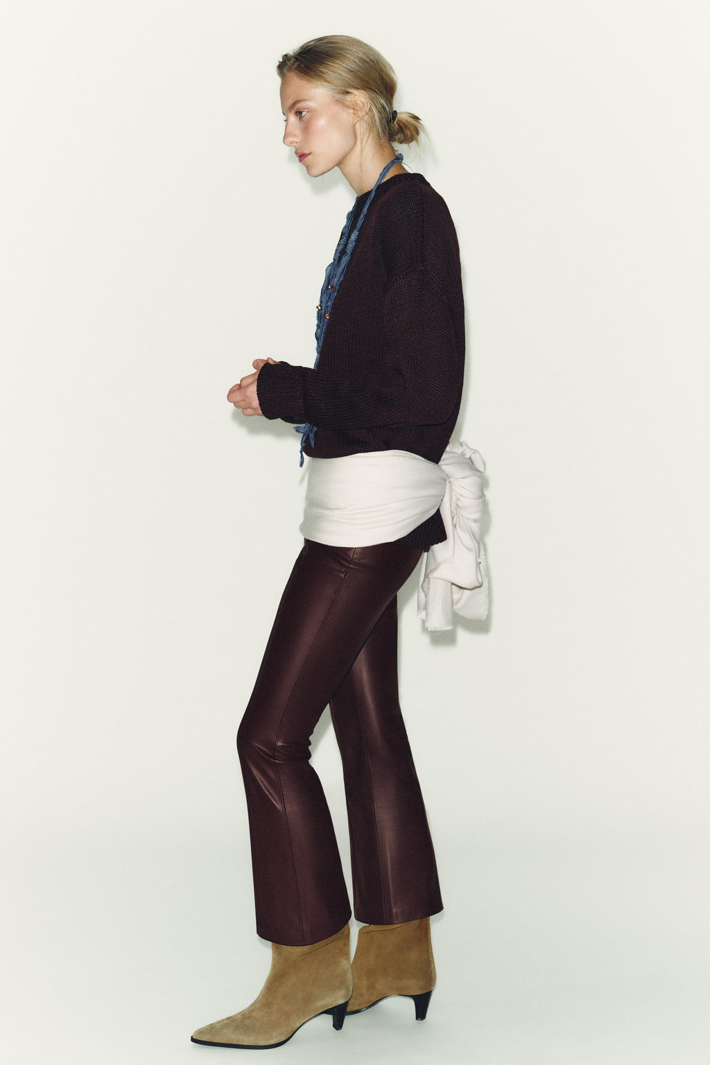 FAUX LEATHER MINI FLARE LEGGINGS - Zara фото 4
