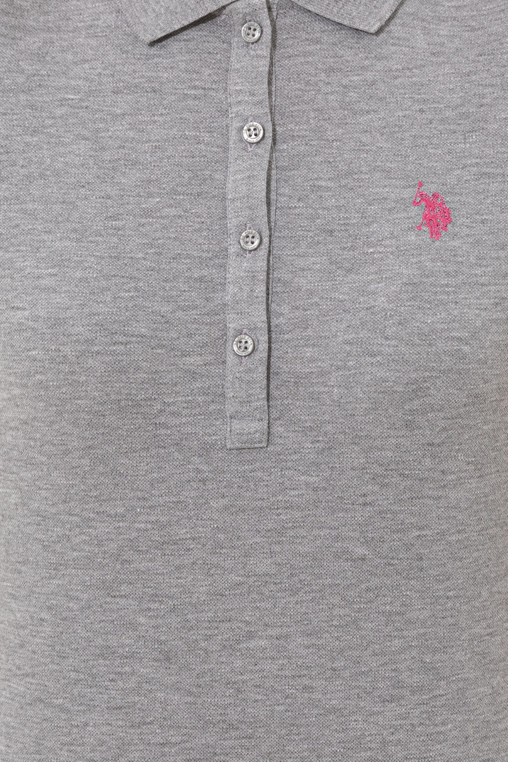 Женская серая меланжевая базовая футболка с воротником-поло Неожиданная скидка в корзине - U.s. polo assn фото 12