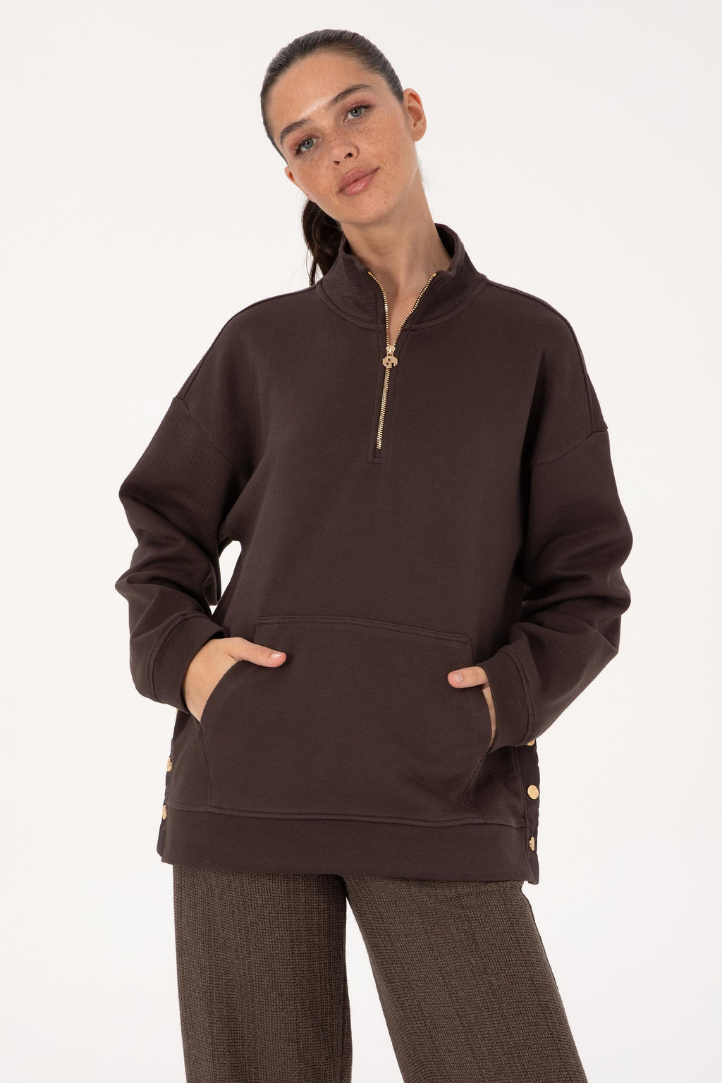 Kad_n Koyu Kahverengi Sweatshirt