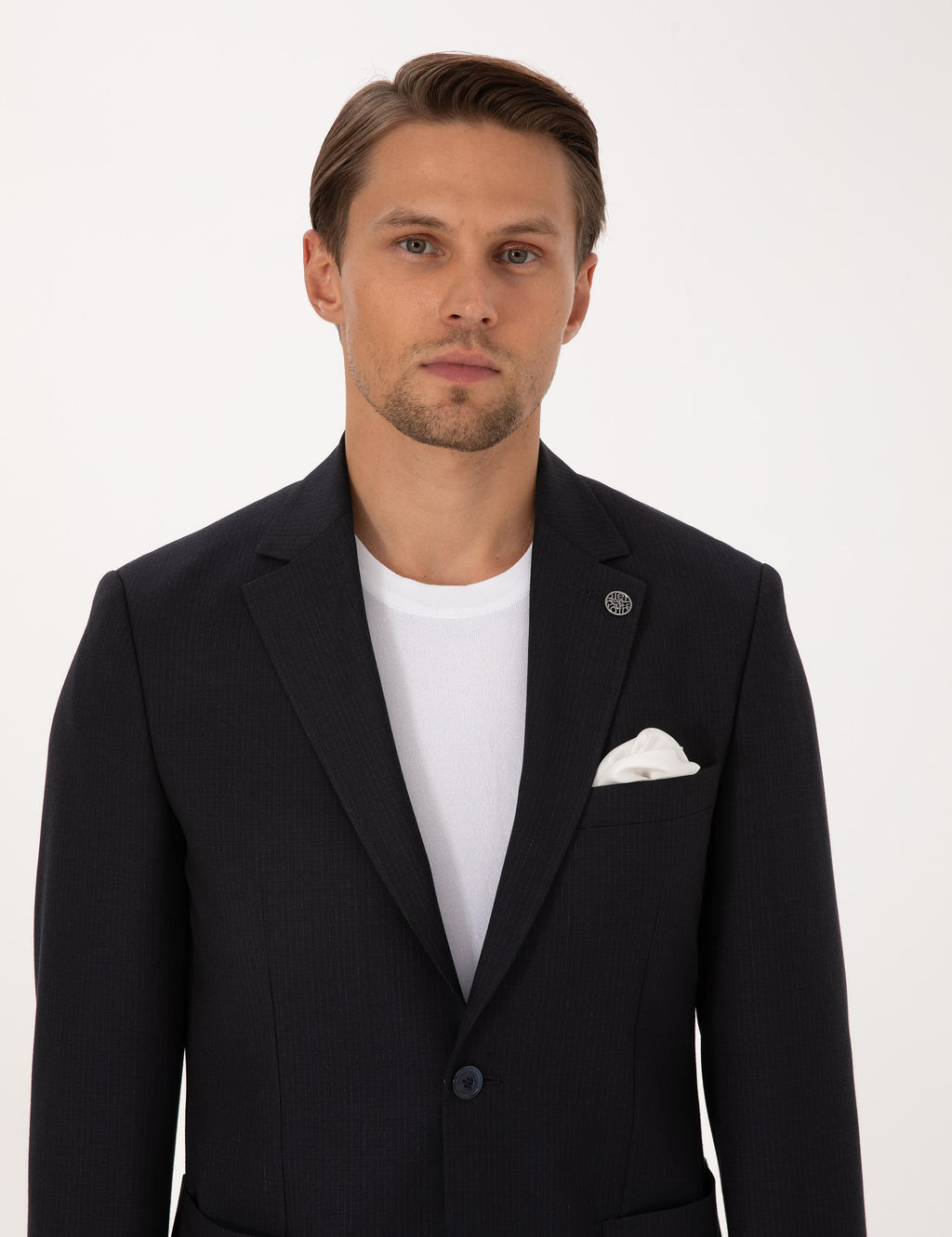 Lacivert Slim Fit Tak_m Elbise