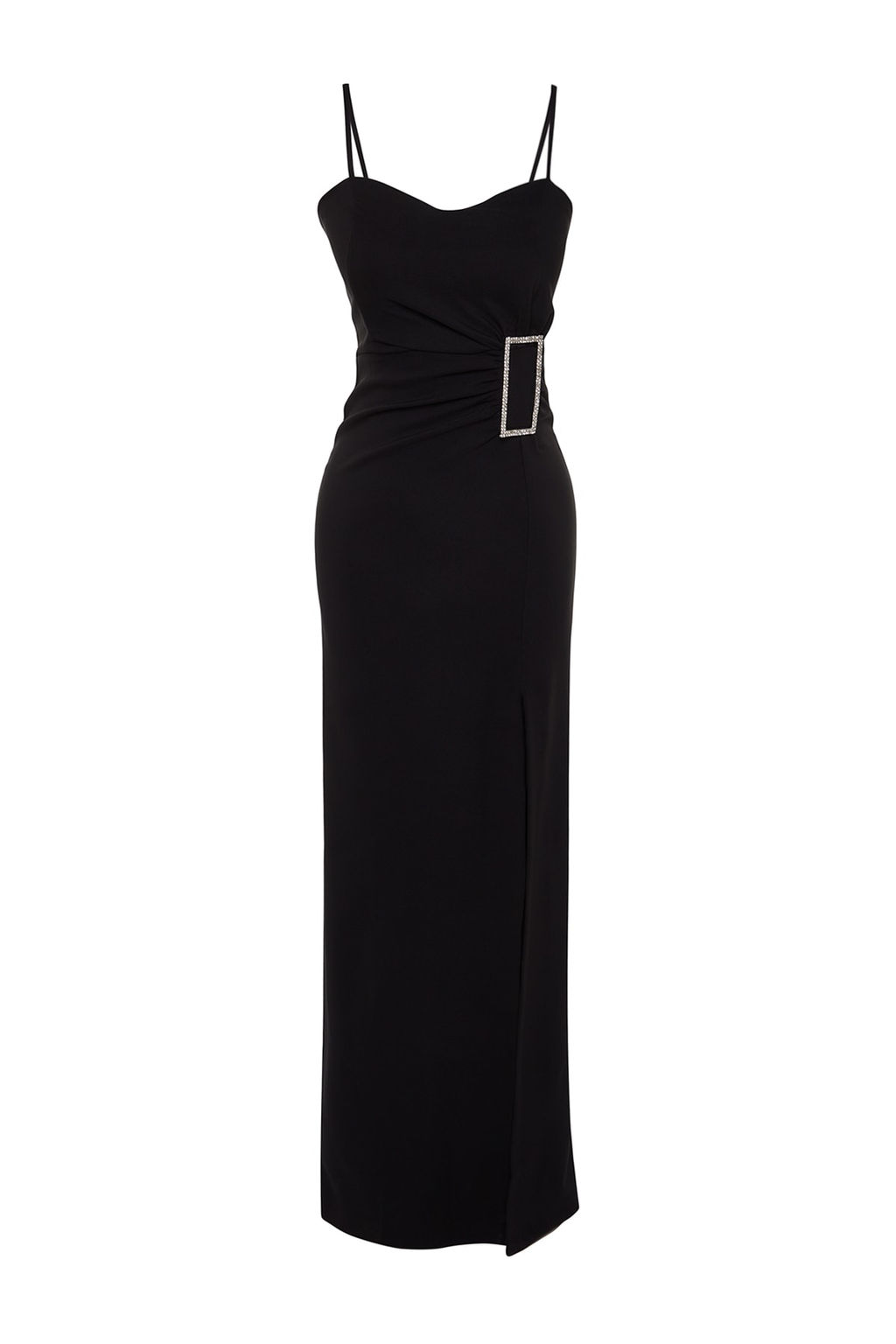 TRENDYOLMILLA Siyah Aksesuar Detayl? Dokuma Uzun S?k Abiye Elbise TPRSS20AE0321  фото 7