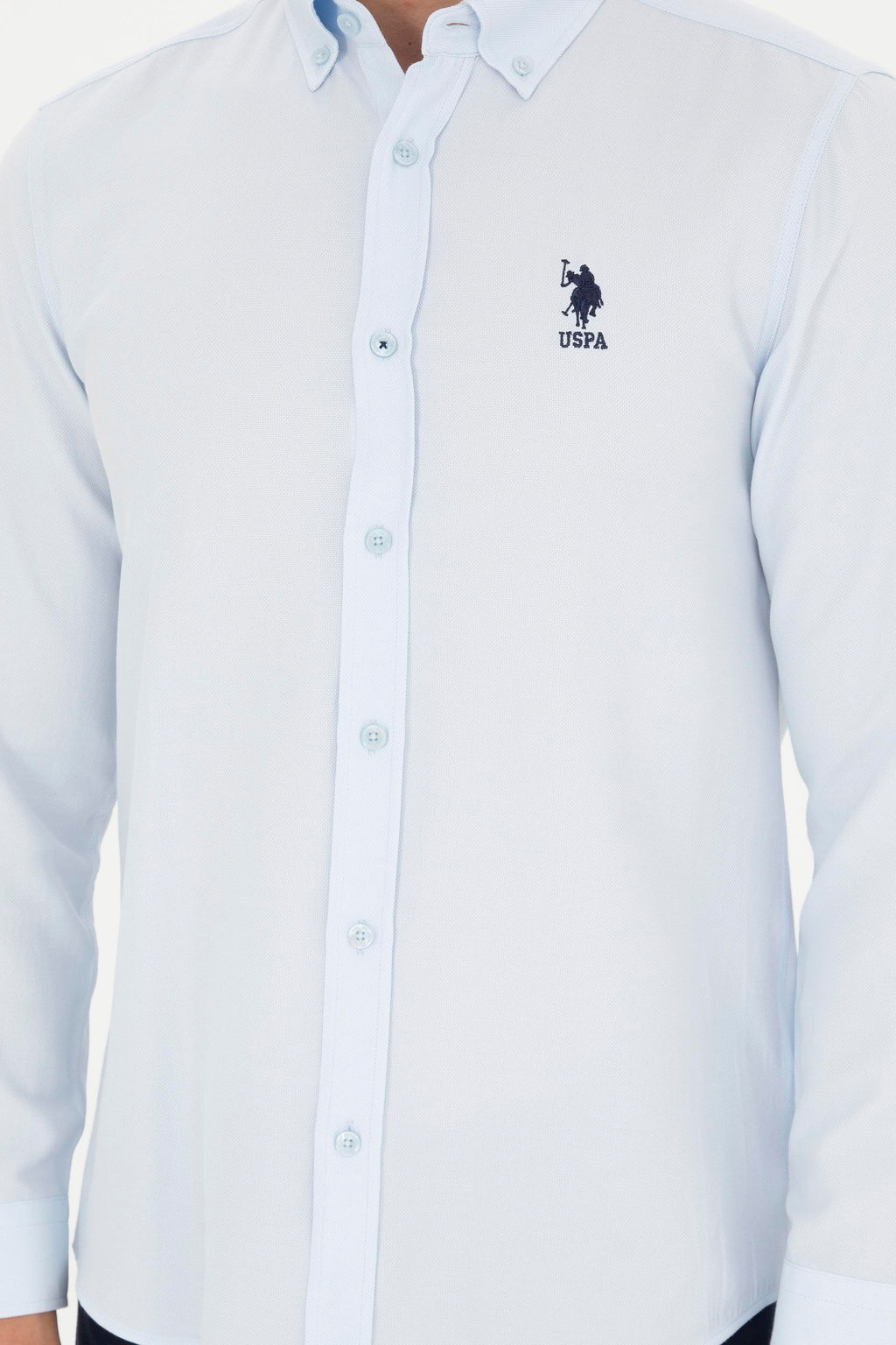Мужская голубая базовая рубашка с длинным рукавом - U.s. polo assn фото 13