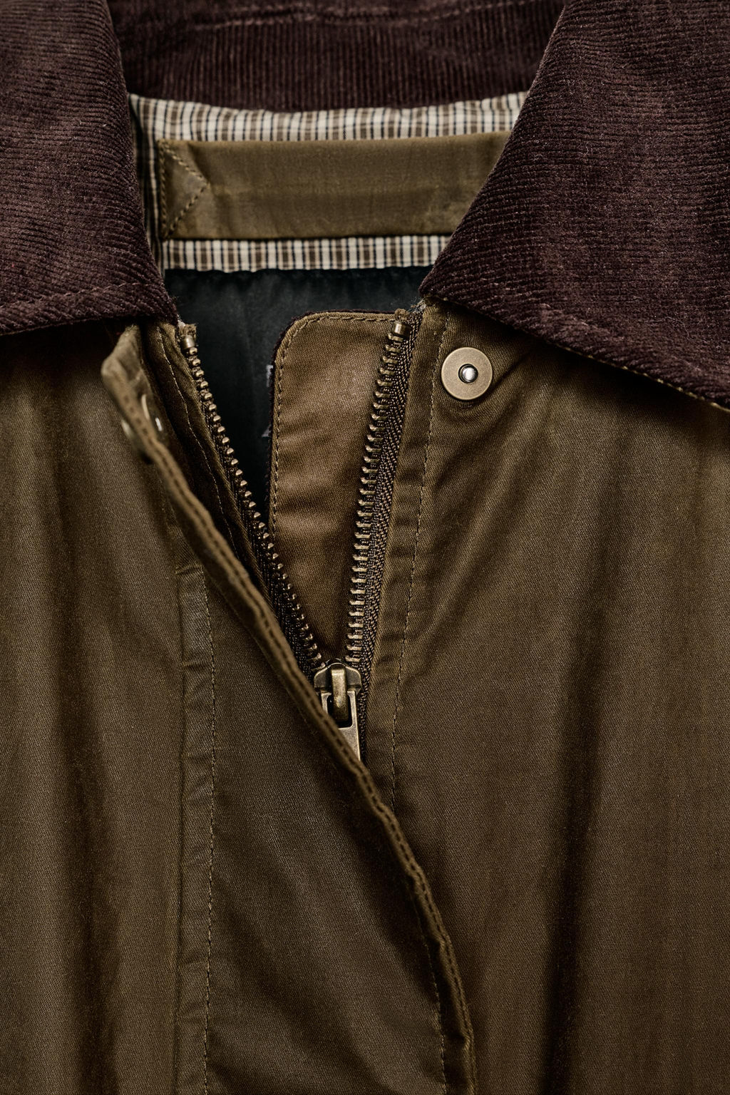 ZW COLLECTION WAXED JACKET WITH CORDUROY COLLAR - Zara фото 11