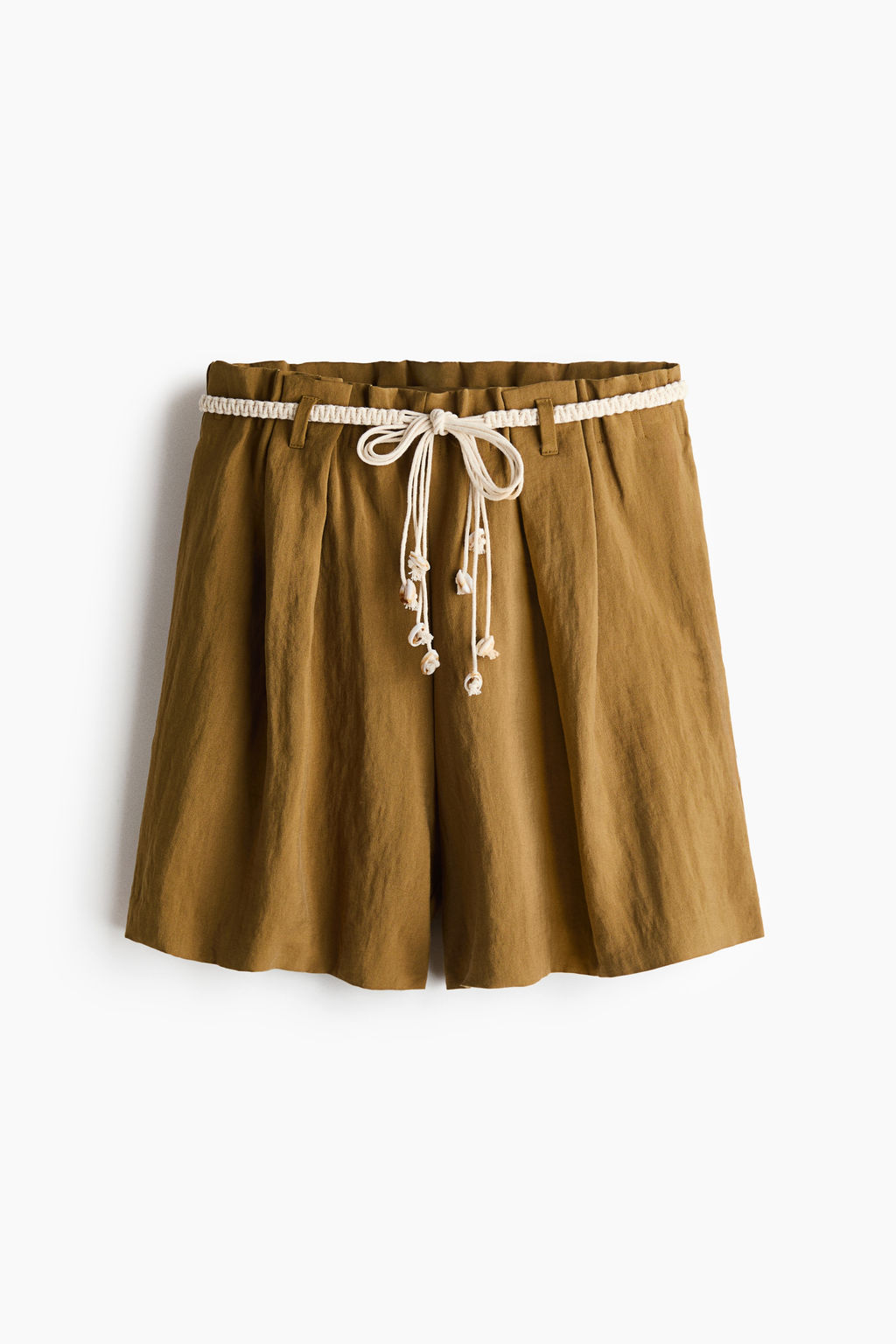 Pantal?n corto paper bag con cintur?n de anudar