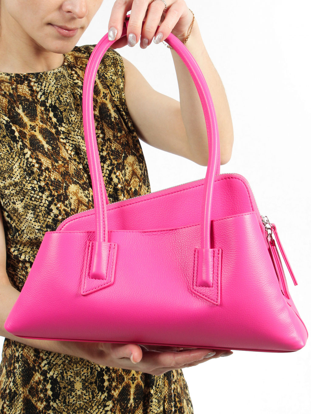 LACCOMA сумка АЛ3003-фуксия натуральная кожа хлопок  фото 7